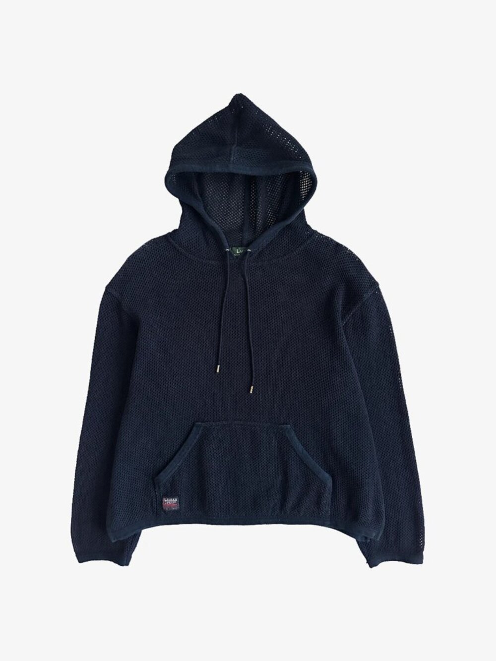 Vintage 90's Navy Mesh Long Sleeve Hoodie Top by Lauren Ralph Lauren